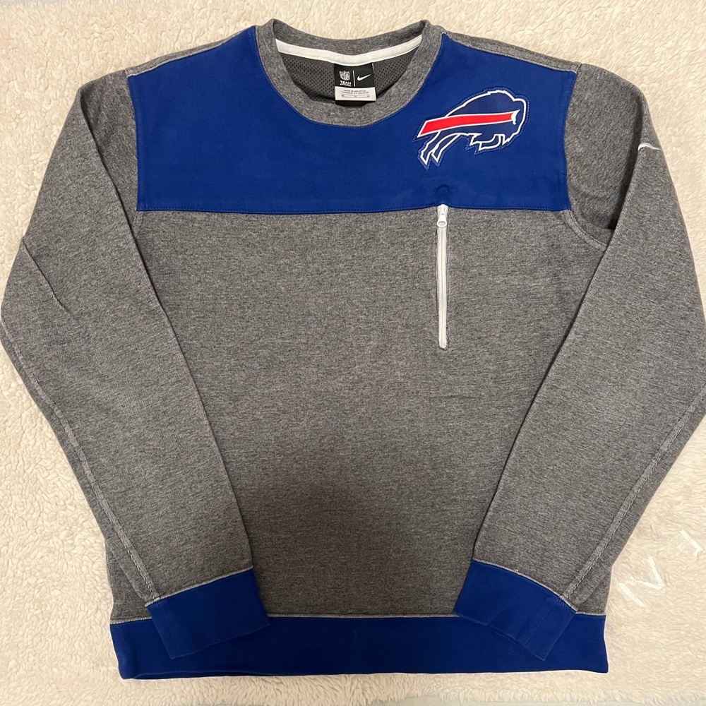 Nike Buffalo Bills Gray and Blue Crewneck Pullover Sweatshirt | Medium